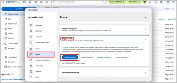 Nieuwe regel toevoegen aan Libero Mail